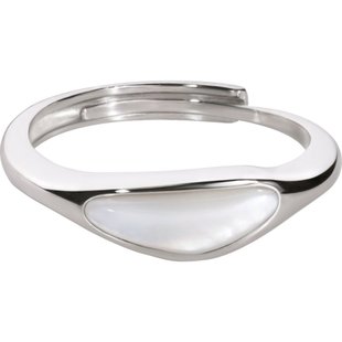 「午石」白贝母随形戒指纯银新中式轻奢高级感百搭大气开口可调节