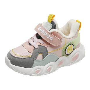 巴布豆小童运动鞋冬季男女宝宝加绒棉鞋3防滑4岁学步鞋休闲机能鞋