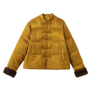 新中式国风羽绒服女冬高级感复古提花盘扣白鸭绒加厚保暖短款外套