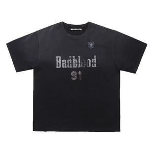 韩国badblood美式水洗做旧短袖t恤夏季高街宽松字母印花半袖上衣