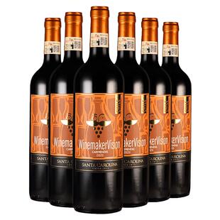 口粮红酒6瓶装智利原瓶进口胜卡罗酿酒师之选佳美娜红葡萄酒750ml