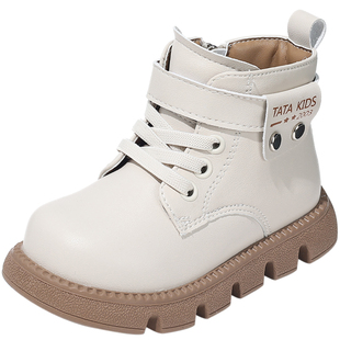 TATA他她童鞋冬季加绒短靴时尚百搭宝宝靴男女童软底防滑时装靴子