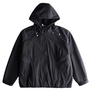 AOGZ超酷机能风连帽防风夹克网布拼接男女秋冬新款拉链上衣外套潮