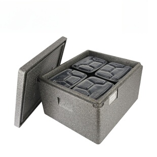 保温箱EPP高密度泡沫箱冷藏保鲜箱团餐公司快餐盒饭配送箱灰 59升