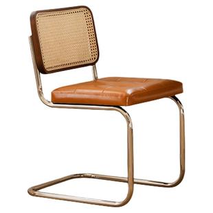 出乎生活可可西里餐椅中古藤编椅全实木餐桌椅子家用靠背椅书桌椅