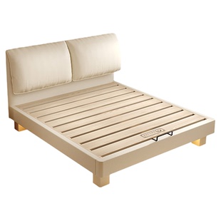 大象耳朵纯实木榫卯齐边小户型床可定制任意尺寸静音加厚排骨架床