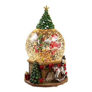 新年水晶球音乐盒摆件旋转木马带暖光壁炉送儿童女孩朋友生日礼物