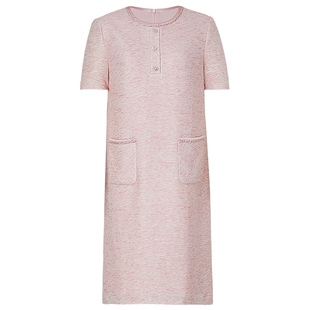 【绞罗花纱】NAERSI/娜尔思时尚气质通勤圆领淡人连衣裙夏季裙子