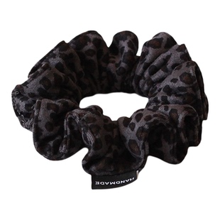 川野法式豹纹木耳边小肠发圈女新款轻奢时尚橡皮筋高弹力耐用发饰