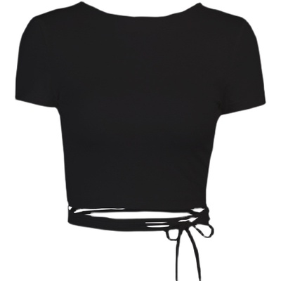 欧美风u领短款露背t恤春夏百搭女