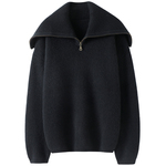 启超为之疯狂！〓绒+〓拉链大翻领粗针羊绒衫女纯羊绒毛衣2024冬