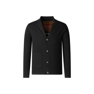 杉杉男士开衫针织衫男2025春秋季新款上衣高级感黑色V领毛衣外套