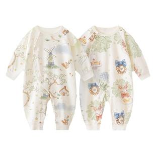 婴幼儿秋季衣服新生婴儿连体衣春秋款纯棉打底初春装男女宝宝满月