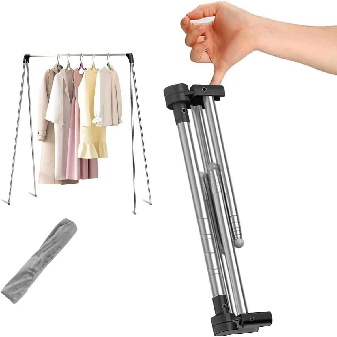 便携式折叠晾衣架旅行落地挂衣架室内酒店卧室阳台家用简易凉衣架