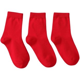 婴幼儿宝宝抓周红袜子儿童本命年生日袜一二三周岁中筒袜春秋冬款