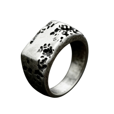 黑骨BLACKBONE 钛钢腐蚀做旧“荒蚀”戒指哥特暗黑小众指环男女款