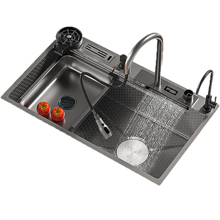 飞雨蜂窝压纹厨房洗菜盆水槽大单槽家用台下304不锈钢洗碗槽水槽