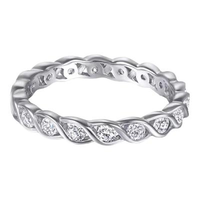 莫桑石微镶麻花间隔钻戒指