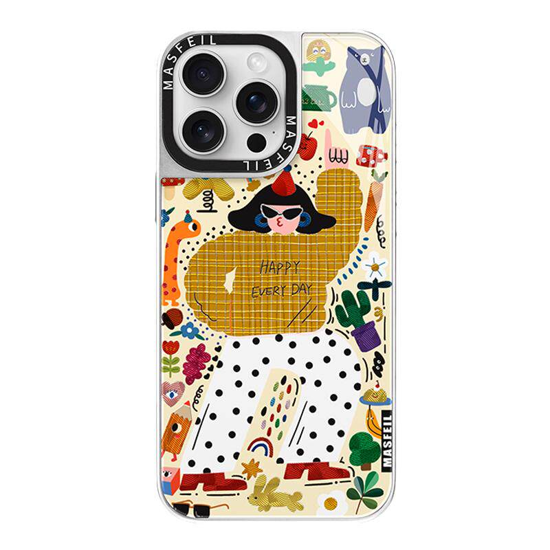MASFEIL × 我最快乐适用iPhone16Promax手机壳新款磁吸支架苹果15Pro保护套鎏金奢华ip14/13pm高级好看全包