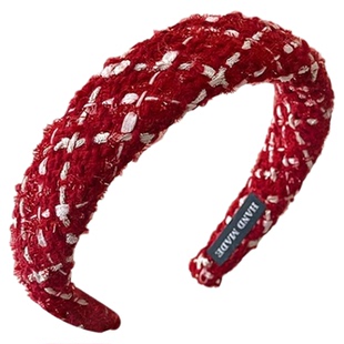 红色丝绒发箍女2025新款复古高颅顶洗脸压发头箍新年酒红色发饰