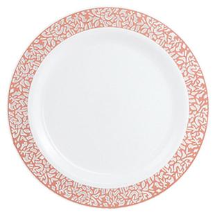 玫瑰金塑料镂空一次性西餐圆盘轻奢牛扒碟子女神party生日蛋糕碟