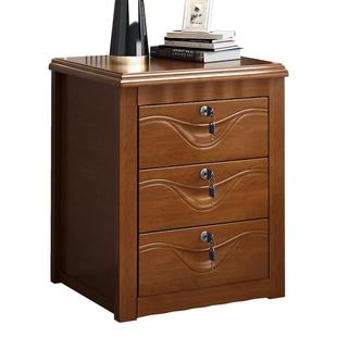 新款实木床头柜卧室家用带锁整装轻奢简约现代中式床边收纳储物柜