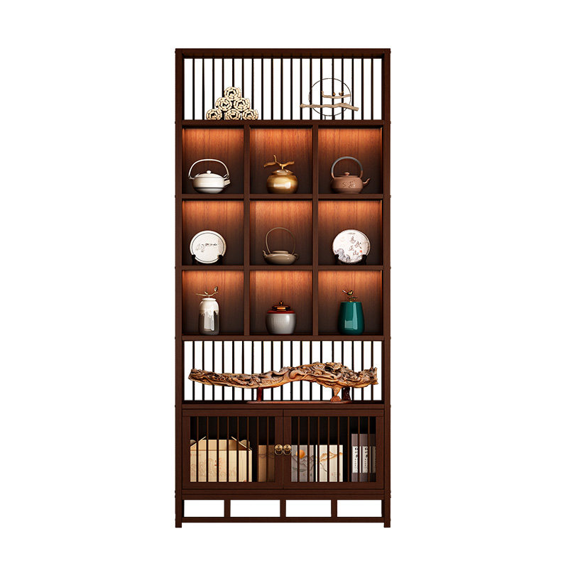 新中式博古架实木隔断茶室展示柜