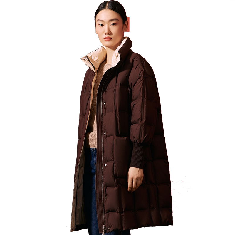 LANDI茧型中长款休闲鹅绒服