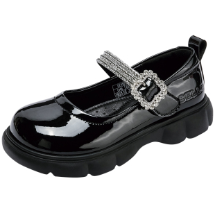 百丽童鞋儿童英伦风黑皮鞋小女孩玛丽珍公主鞋秋季女童时尚乐福鞋