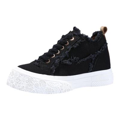 艾今7cm厚底增高时尚帆布休闲鞋