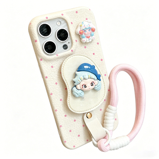 ins风波点女孩支架适用iPhone16/17promax手机壳15plus创意13pro带挂绳13/12高级感华为Pura80女款Mate80软壳
