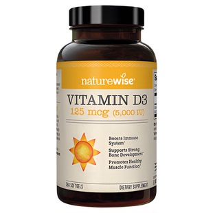 【CPS】naturewise阳光瓶5000iu维生素D3备孕25羟基维生素d软胶囊