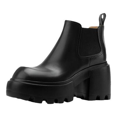 Thirty More粗跟短筒靴女2024秋冬新款增高显瘦切尔西靴时尚短靴