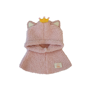 儿童帽子连围巾一体小兔子耳朵冬季带围脖的大女孩宝护耳头套冬天