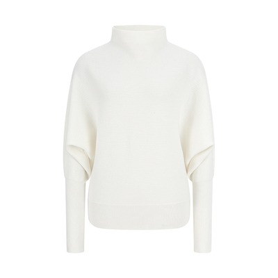 米白色堆堆领毛衣蝙蝠袖针织上衣