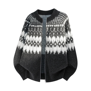 男士费尔岛毛衣开衫外套男青少年软糯针织衫2026新款早秋上衣毛衫