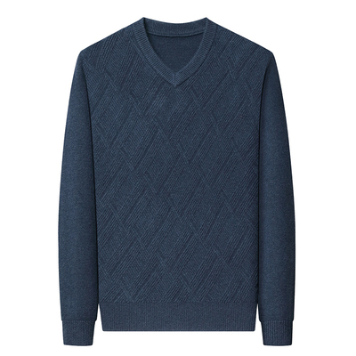 鹿王羊绒衫男V领100纯羊绒鸡心领