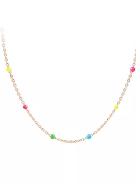 Mixx靡诗纯银彩色珐琅多巴胺项链叠戴锁骨链浅春季穿搭