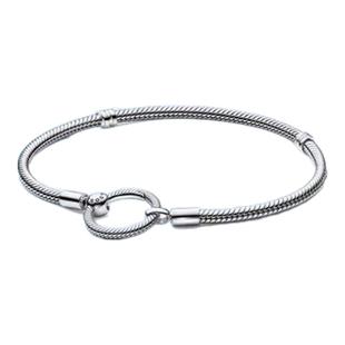 潘家纯银s925新款蓝色网球手链米奇扣头蛇骨链可调节手环