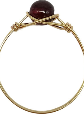 轻奢包金绕线石榴石戒指手工定制