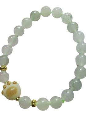 爆款天然新疆天山翠手串国风冰透手串男女飘花玉石手链保真又便宜