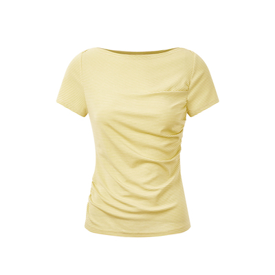 ReAimNess*船领褶皱条纹T恤