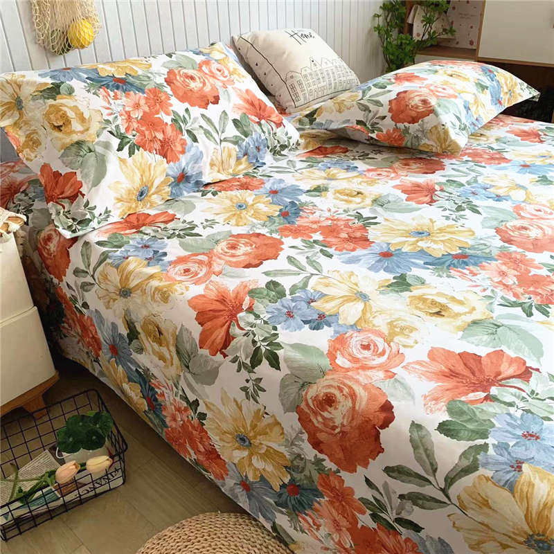 纯棉被套180x200x230单件 全棉加厚斜纹田园大花床单亲肤柔软睡单