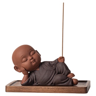 禅意静卧小和尚线香炉摆件家用室内香插香座茶台桌面香薰炉插香器