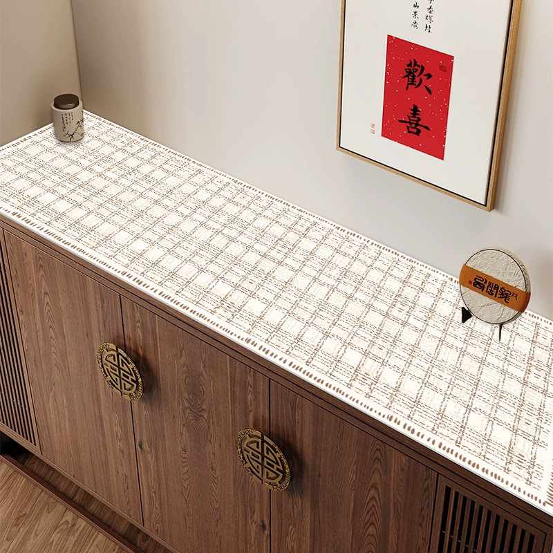 米色皮革餐边柜桌电视柜垫鞋柜台面防油脏垫子防玄关免洗防水柜垫