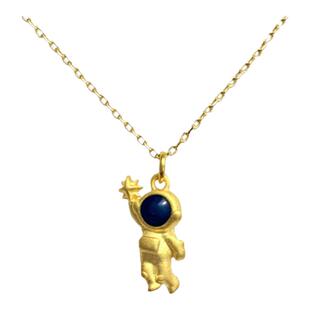 18K金宇航员项链 黄金纯银摘星者吊坠锁骨链男女情侣情人节礼物潮