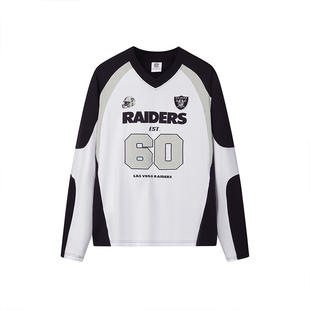 NFL美橄超级碗突袭者美式运动训练jersey球衣速干撞色拼接长袖T恤