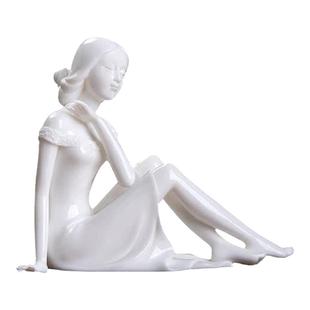 素茗《花样年华》新中式古典美女中国白陶瓷家居客厅酒柜艺术摆件