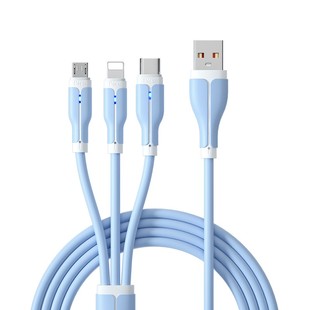 能适100W三合一快充数据线带插头套装一拖三充电器线带头手机三线合一通用车载适用苹果华为安卓三头多功能