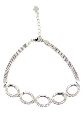 女S925纯银时尚四爪手链空托镶嵌